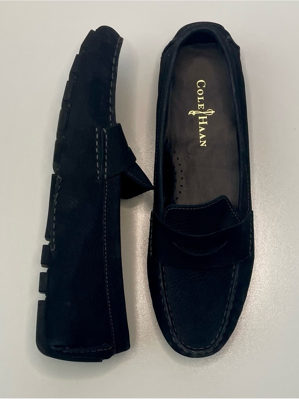 Cole Haan Sadie Driving Loafers Women’s 9 Black Suede Slip On Minimalist Travel